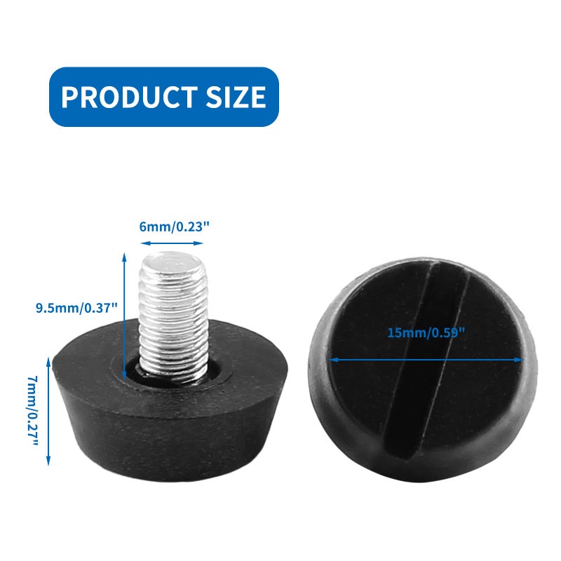 Treely 16Pcs M6 x 10 x 20mm Leveling Feet Screw On Furniture Glide for Furniture Legs - Image 2